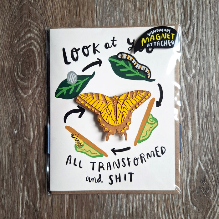 "Look at You" Butterfly Wooden Magnet + Greeting Card