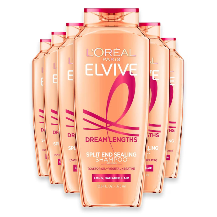 L'Oréal Paris Elvive Dream Lengths Restoring Shampoo with Castor Oil & Vitamins B3 B5 12.6 oz - 6 Pack