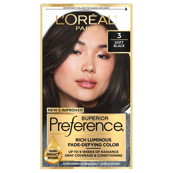 L'Oréal Paris Superior Preference 3 Soft Black Permanent Hair Color 6.5 fl - 12 Pack