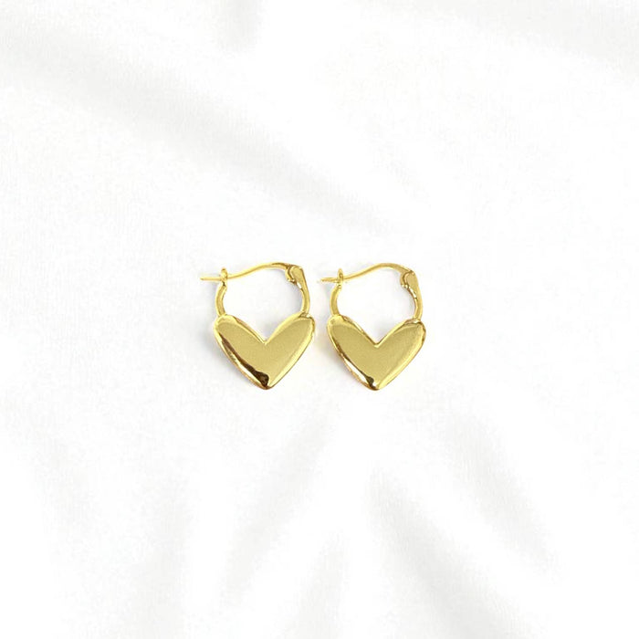 Lover Heart Gold Filled Hoops Earrings