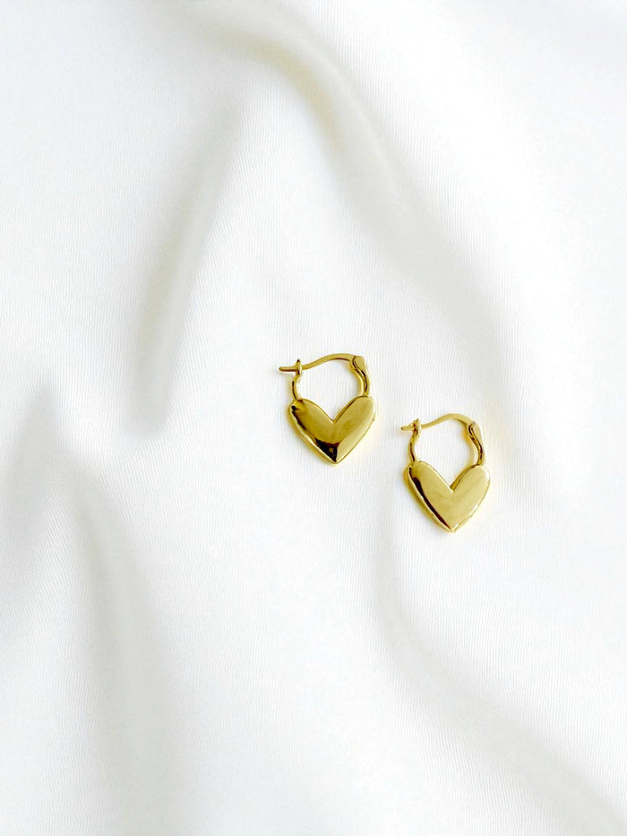 Lover Heart Gold Filled Hoops Earrings