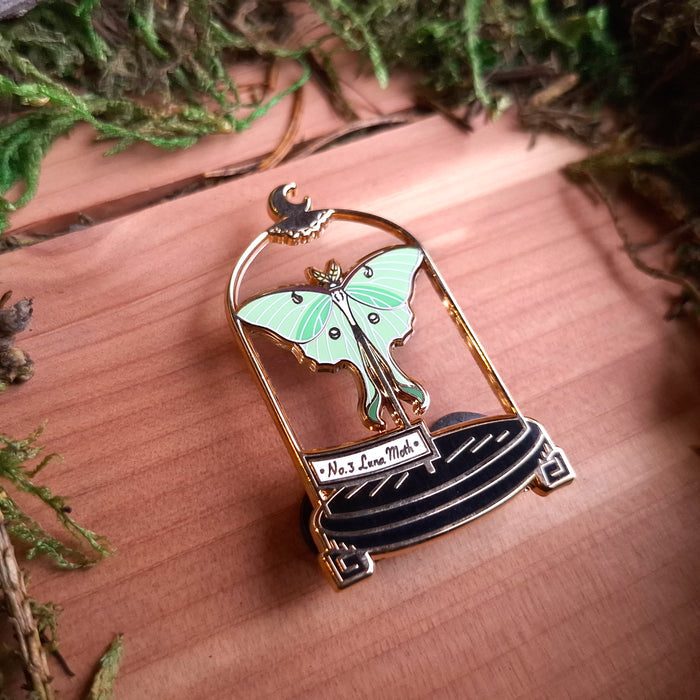 Luna Moth Curio Jar Enamel Pin