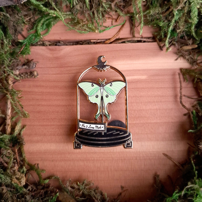 Luna Moth Curio Jar Enamel Pin