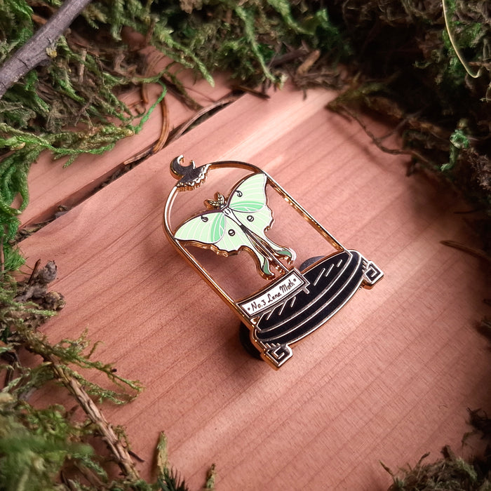 Luna Moth Curio Jar Enamel Pin