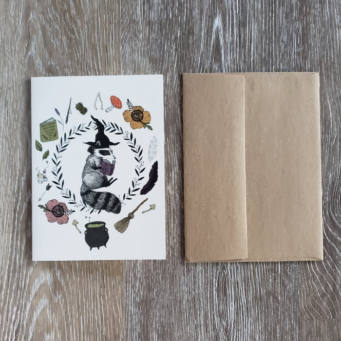 Magic Student Raccoon Greeting Card
