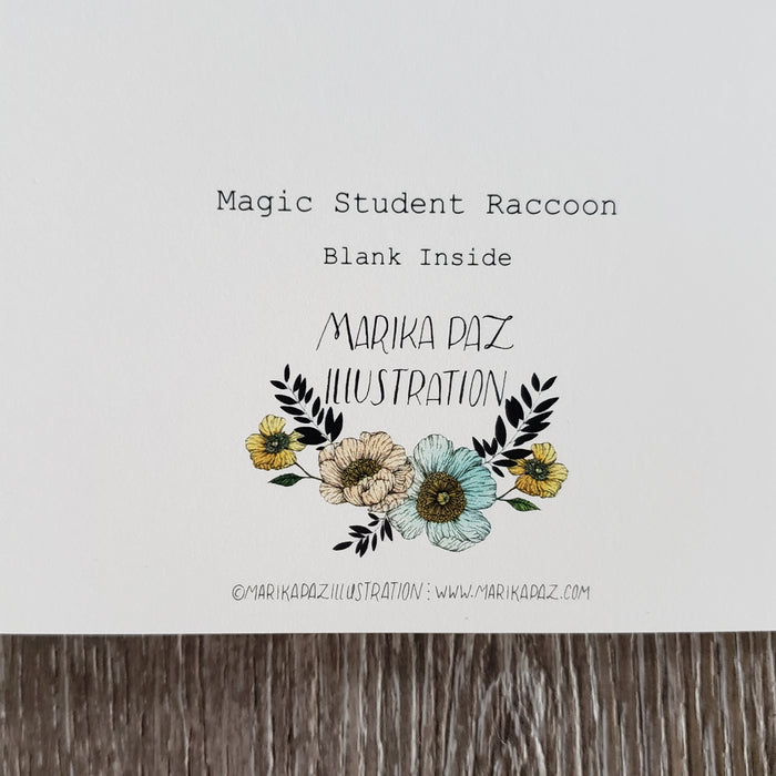 Magic Student Raccoon Greeting Card