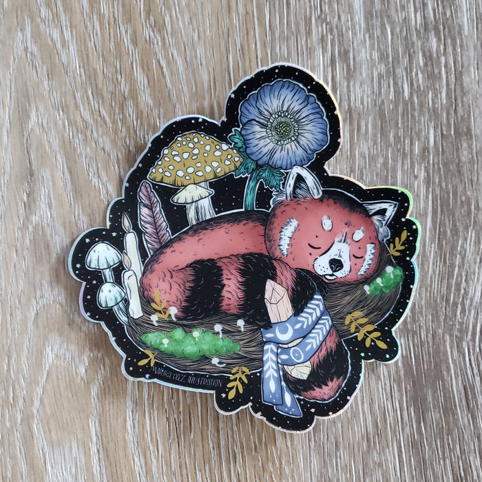 Magical Red Panda Holographic Vinyl Sticker