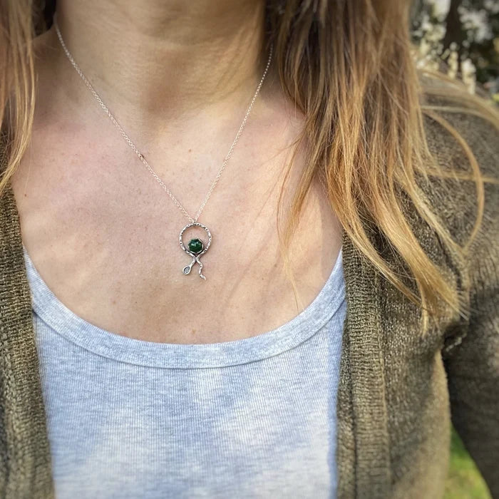 Malachite Snake Sterling Silver Pendant