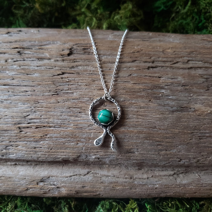 Malachite Snake Sterling Silver Pendant