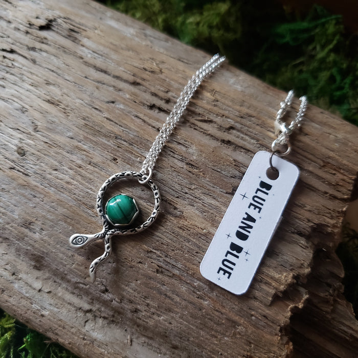 Malachite Snake Sterling Silver Pendant
