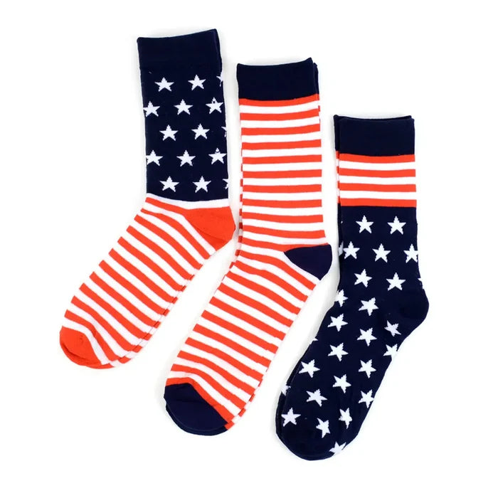 Men's American Flag Novelty Socks 3-Pack