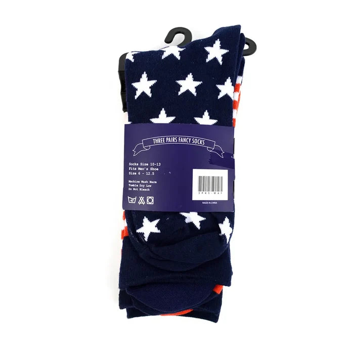 Men's American Flag Novelty Socks 3-Pack
