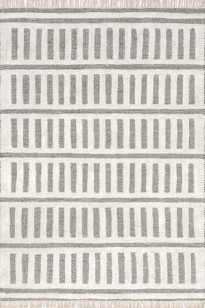 Merrick Tasseled Cotton and Wool Area Rug (Black)