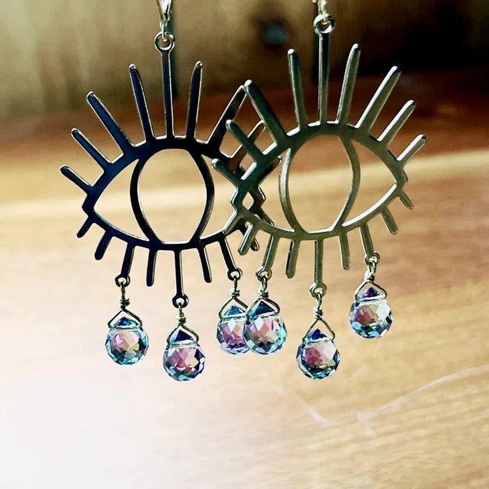Miradora Crying Eye Brass Earrings
