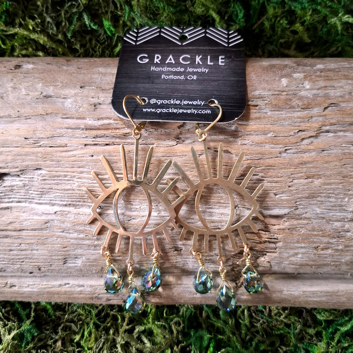 Miradora Crying Eye Brass Earrings