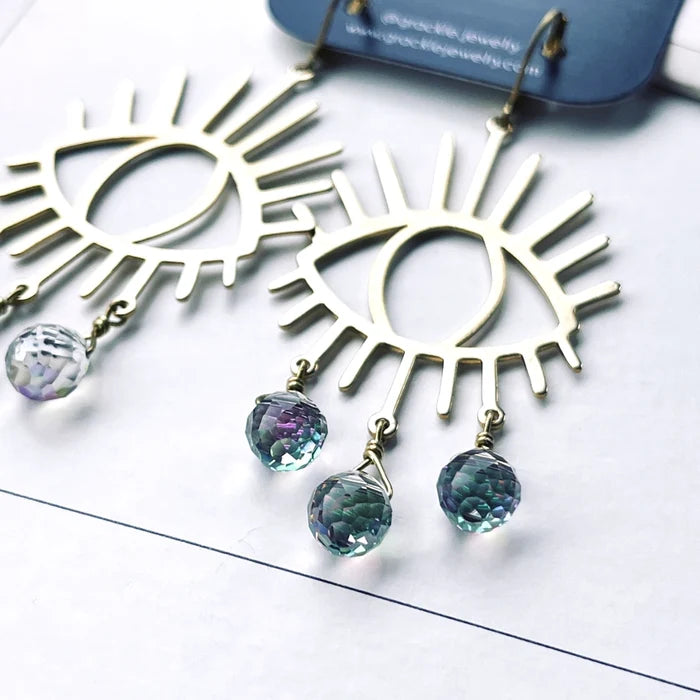 Miradora Crying Eye Brass Earrings