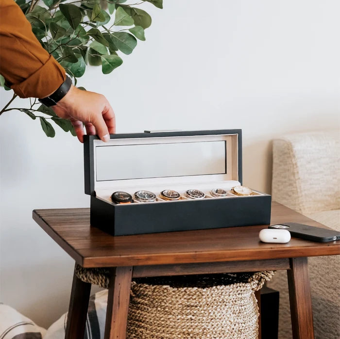 Modern Clip Watch Box Black 6 Slot