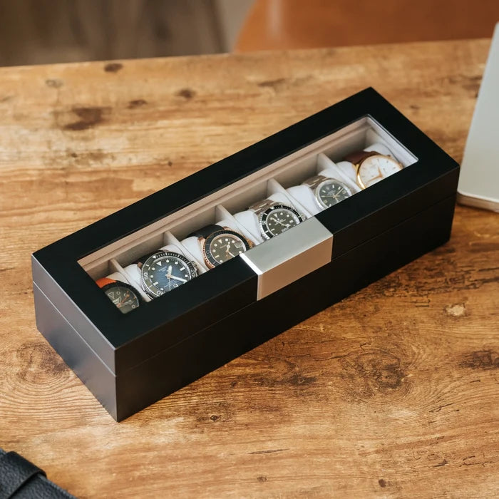 Modern Clip Watch Box Black 6 Slot