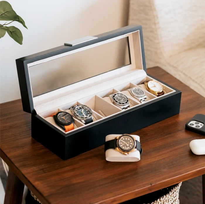 Modern Clip Watch Box Black 6 Slot
