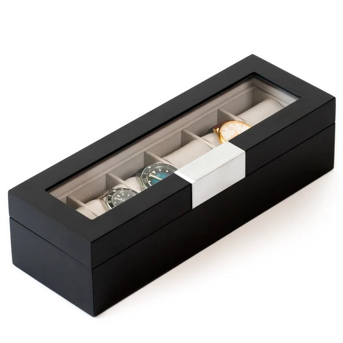 Modern Clip Watch Box Black 6 Slot