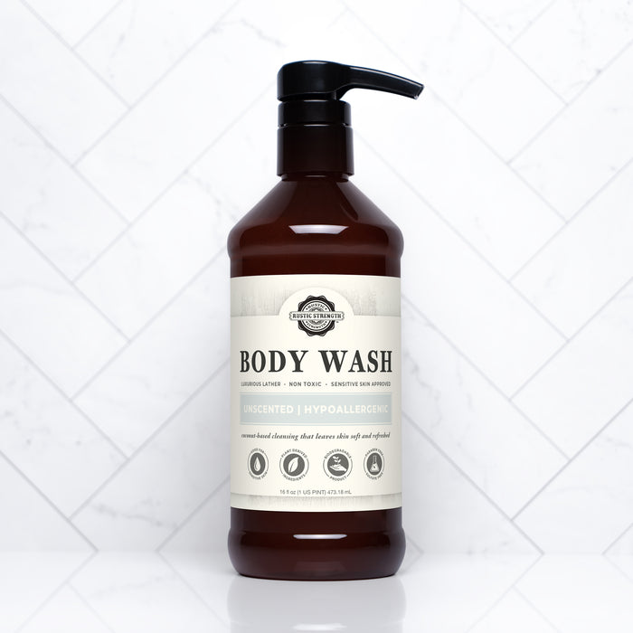 Rustic Strength, Body Wash, 16oz, Plastic, Unscented