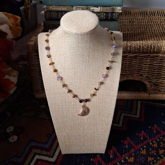 Moon Charm Beaded Necklace