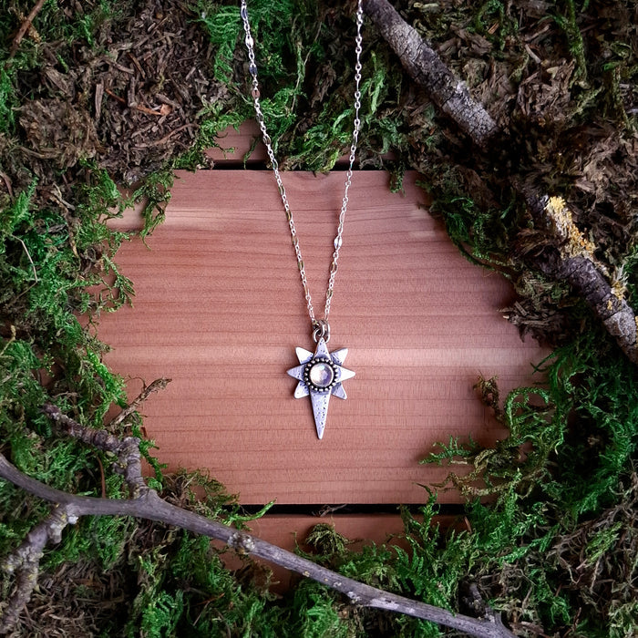 Moonstone Star Sterling Silver Pendant
