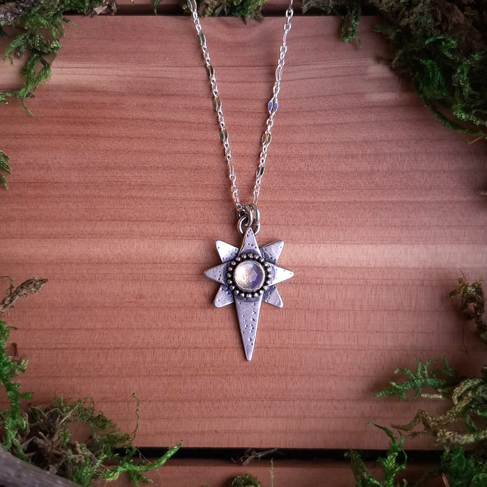 Moonstone Star Sterling Silver Pendant