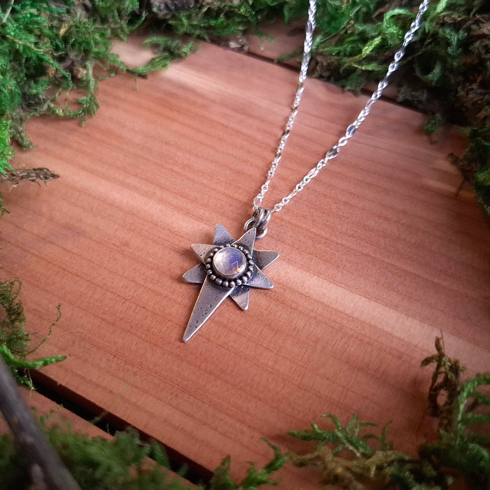 Moonstone Star Sterling Silver Pendant