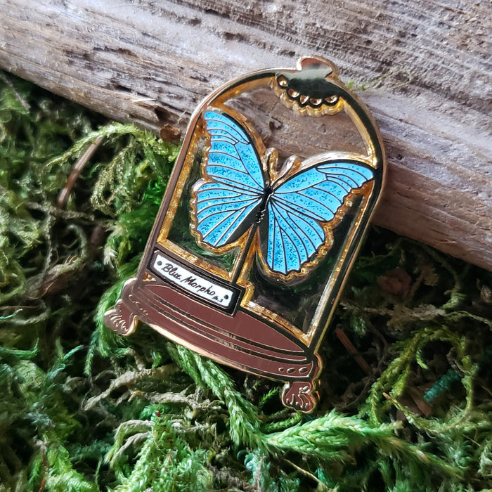 Morpho Butterfly Curio Jar Enamel Pin