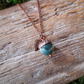 Moss Agate Acorn Copper Necklace