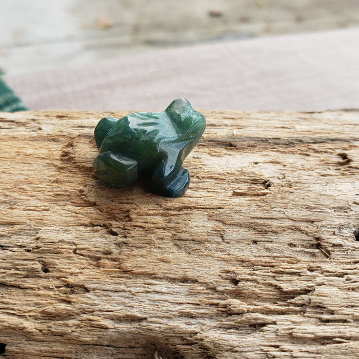 Moss Agate Frog Pocket Stones