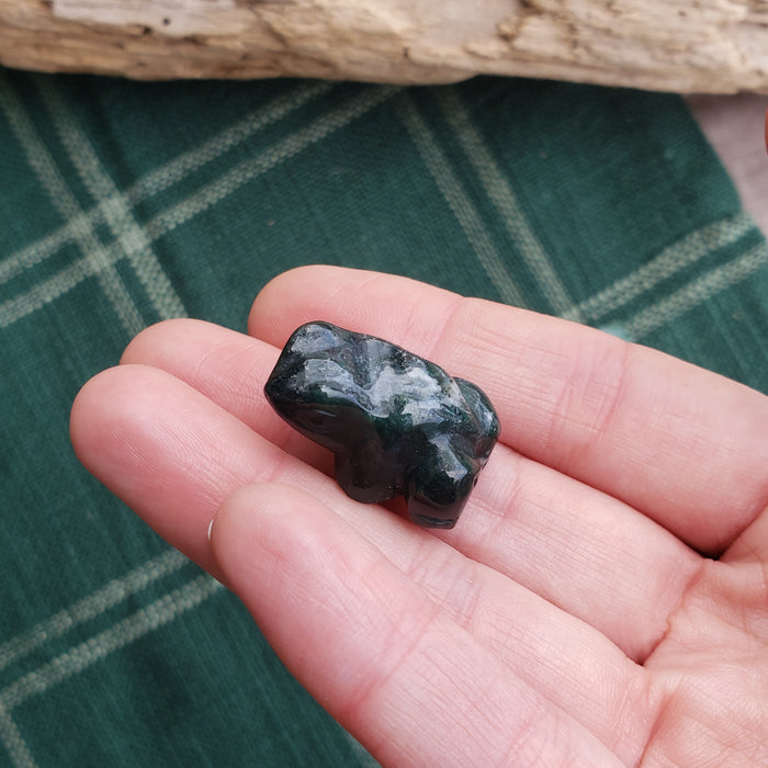 Moss Agate Frog Pocket Stones