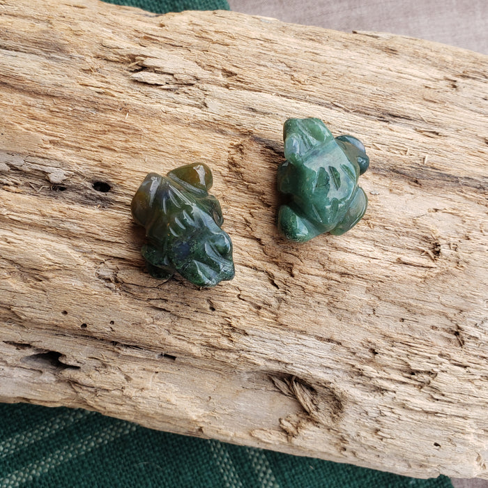 Moss Agate Frog Pocket Stones