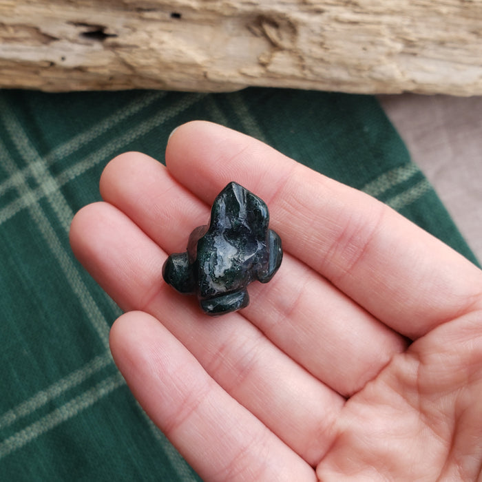 Moss Agate Frog Pocket Stones