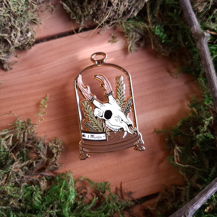 Muntjac Skull Curio Enamel Pin