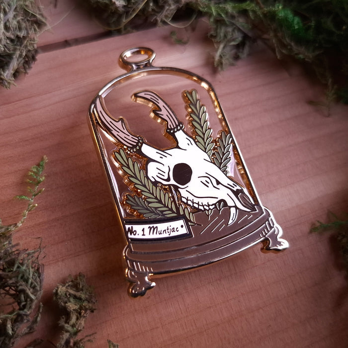Muntjac Skull Curio Enamel Pin