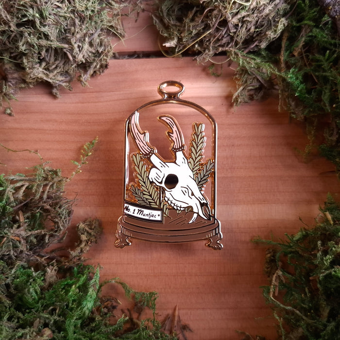 Muntjac Skull Curio Enamel Pin