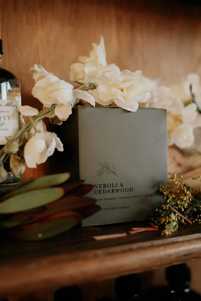Neroli & Cedarwood Gold Lid Candle & Boutique Box