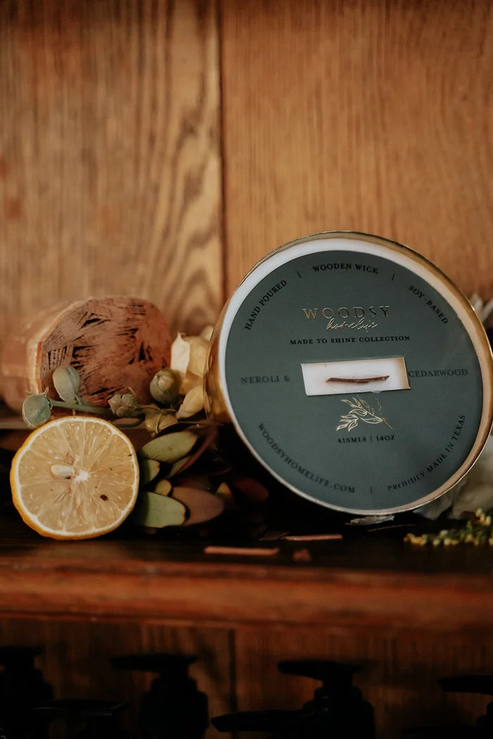 Neroli & Cedarwood Solid Brass 14oz Soy Candle