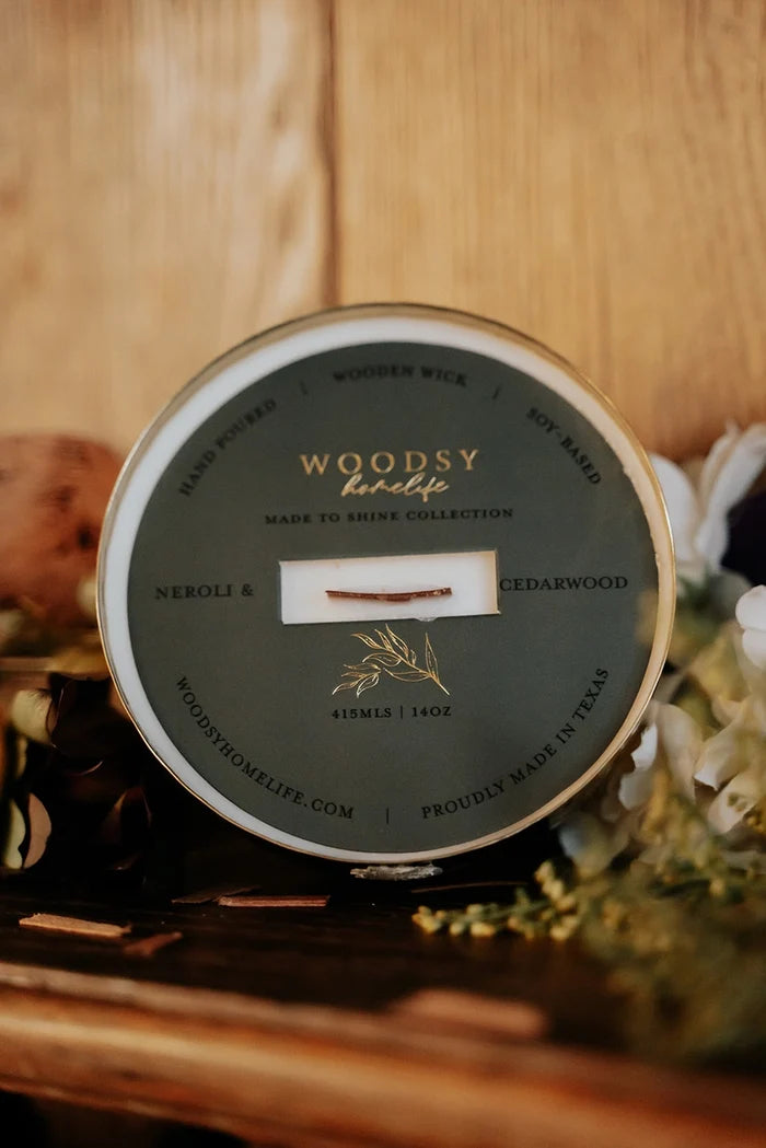 Neroli & Cedarwood Solid Brass 14oz Soy Candle