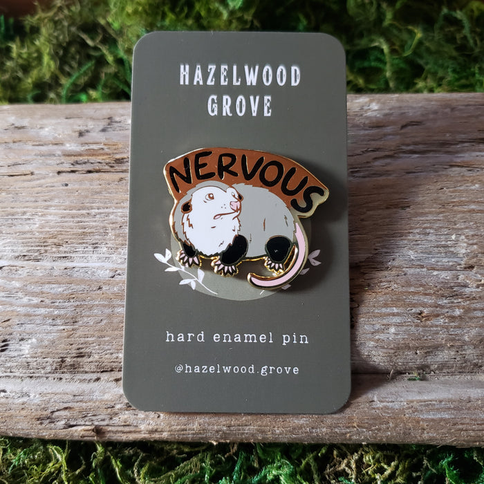 Nervous Opossum Enamel Pin