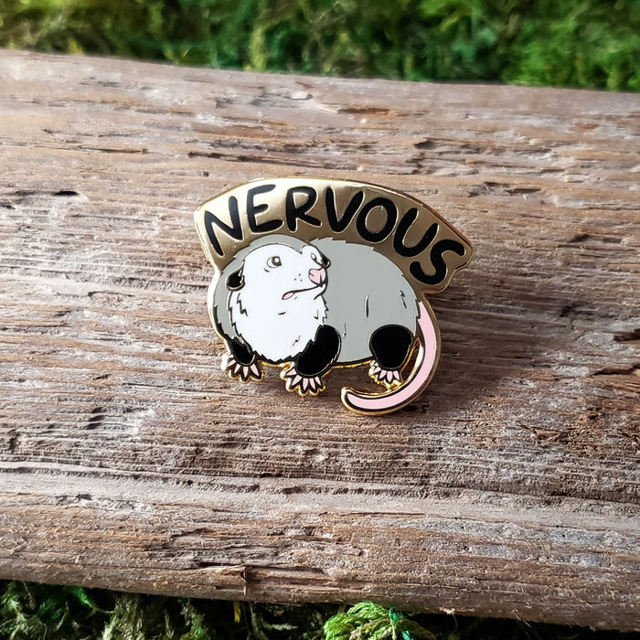 Nervous Opossum Enamel Pin