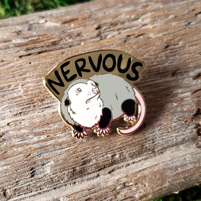Nervous Opossum Enamel Pin