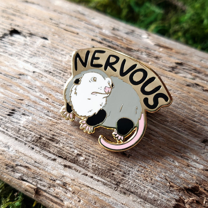 Nervous Opossum Enamel Pin