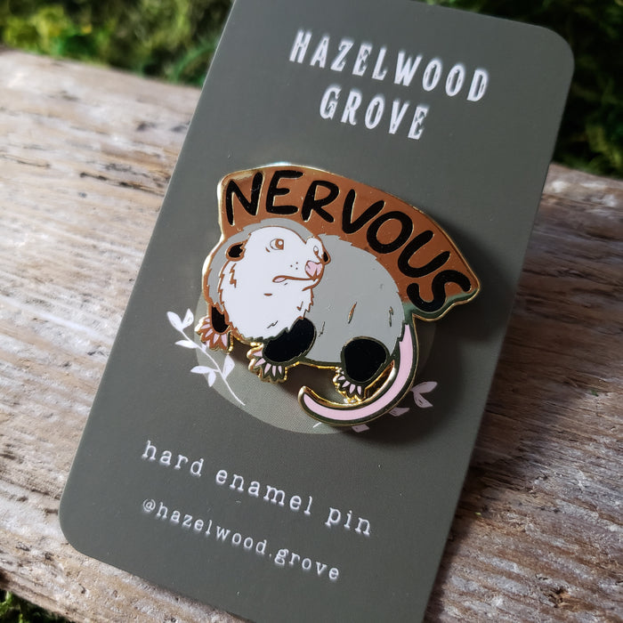 Nervous Opossum Enamel Pin