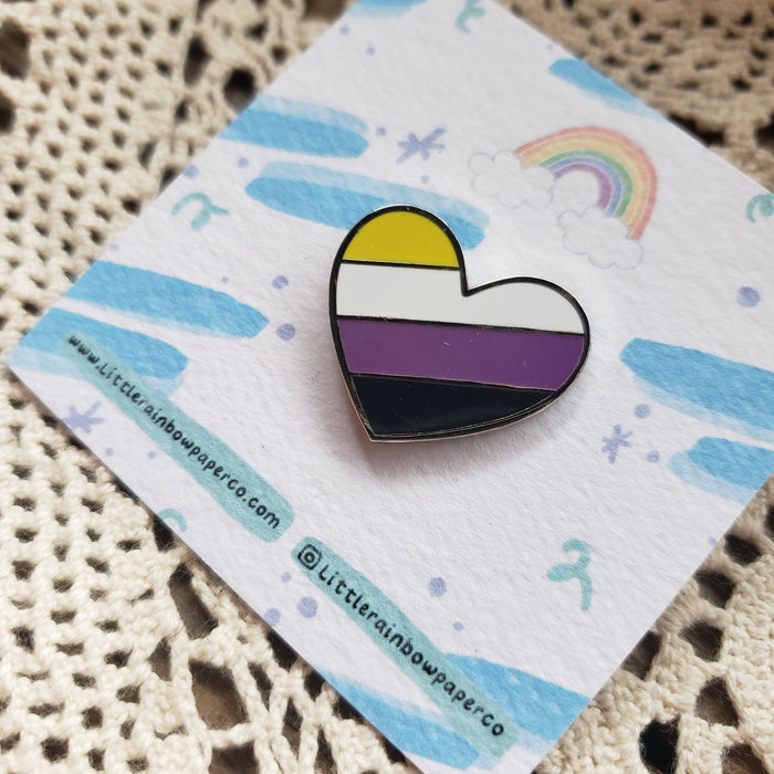 Non-binary Heart Enamel Pin