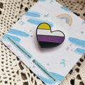 Non-binary Heart Enamel Pin