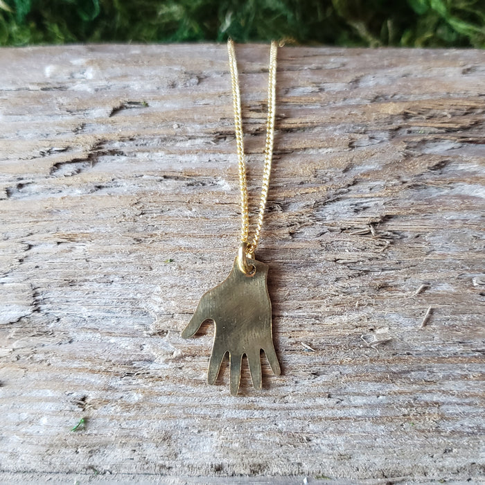 Open Hand Brass Pendant