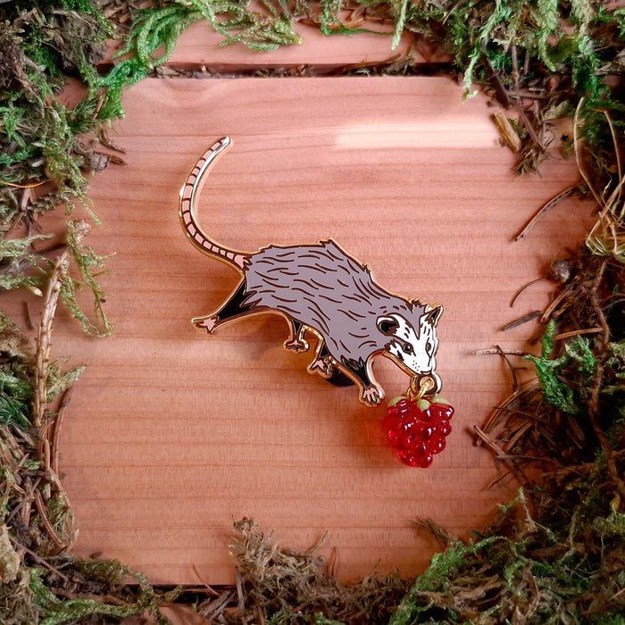 Opossum & Berry Enamel Pin